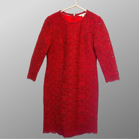 Boden Dresses & Skirts - BODEN Dress Cotton Embroidered and Lace Fabric 3/4 Sleeved Red Size 4